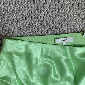 VINCE Silk Green Midi Skirt